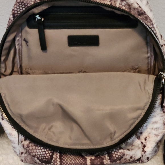 Anne Klein Sport Serena Lightweight Backpack Black/Tan Snakeskin Design - Picture 3 of 6